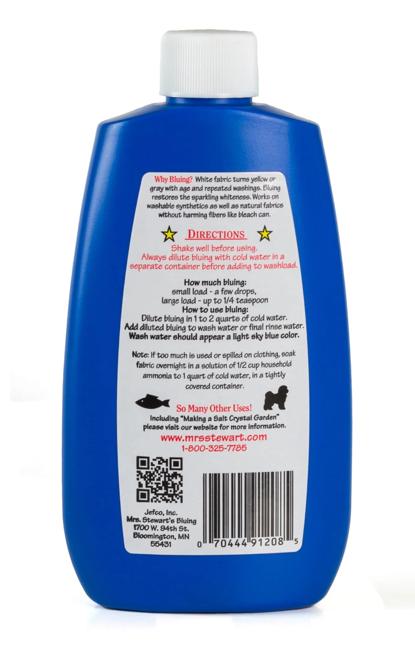 Mrs. Stewart's Liquid Bluing 227 ml (8 Fl Oz) | Brightens Whites Without Damaging Fabric - view 2