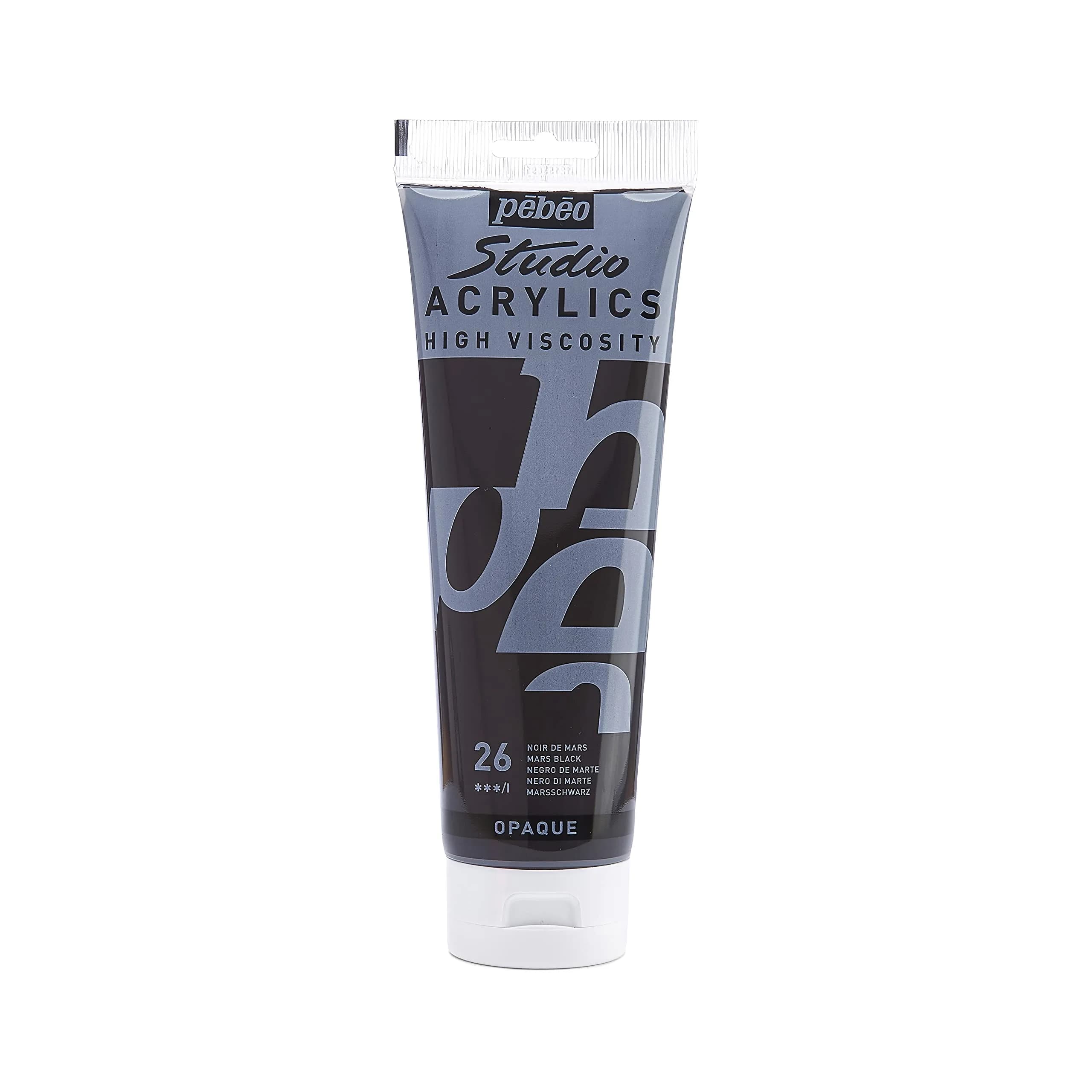 PEBEO Studio Fine Acrylics Paint - High Viscosity, Versatile & Adherent, 250ml Tube - Mars Black — Mars Black