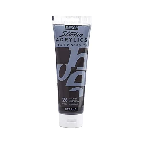 PEBEO Studio Fine Acrylics Paint - High Viscosity, Versatile & Adherent, 250ml Tube - Mars Black thumbnail 1