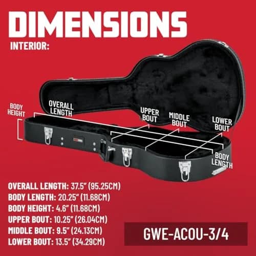 Gator Cases Traditional Series Hard-Shell Wood Case for 3/4 Sized Acoustic Guitars | Durable, Secure & Perfect Fit thumbnail 4