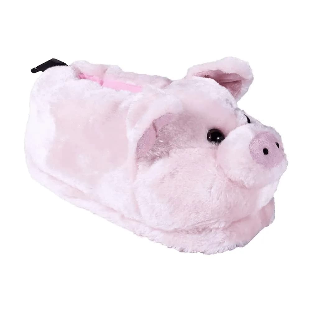 HAPPYFEET SLIPPERS Pink Pig Animal Slippers for Adults & Kids | Plush Foam Comfort, Non-slip Sole, Shark Tank Featured (Large)