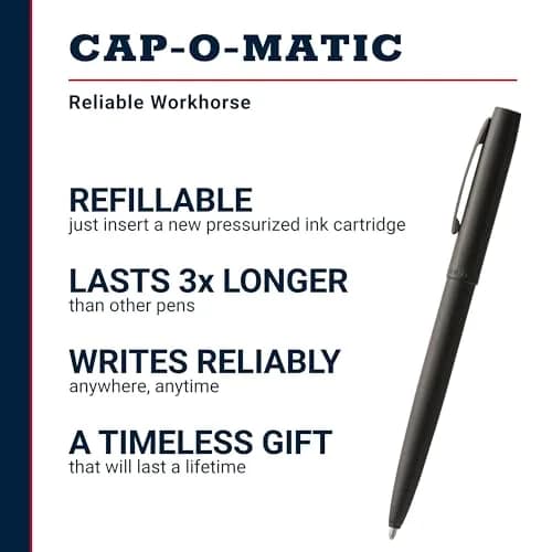 Fisher Space Pen Military Cap-O-Matic Pen, Black Ink, 1 Count (Pack of 1) | Writes Upside Down & in Extreme Temperatures thumbnail 2