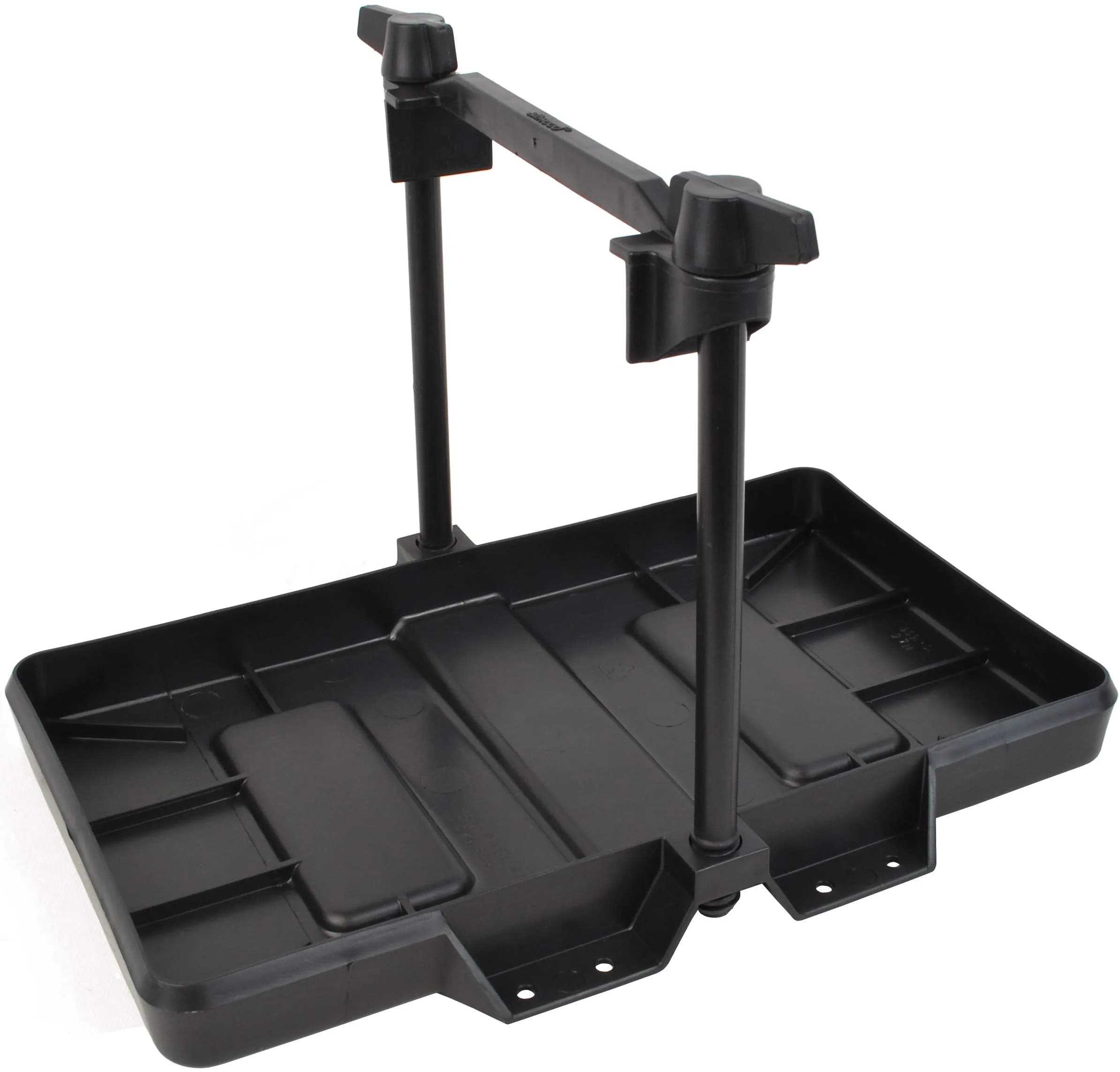 Attwood Adjustable Marine Battery Tray Group 27 Black Plastic | Secure Hold-Down for Rough Waters — Black