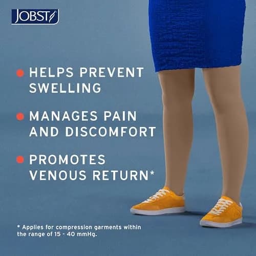 JOBST Relief Thigh High Graduated Compression Stockings 20-30mmHg | Comfortable Unisex Open Toe Beige Large thumbnail 4