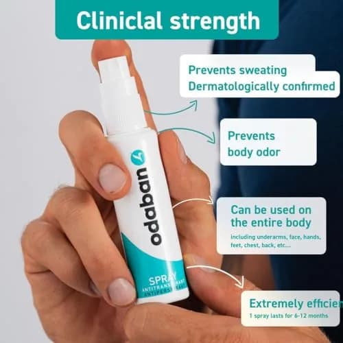 Odaban Antiperspirant Spray Fragrance-Free 30ml (1.01 Fl Oz) | Clinical Strength Sweat Control thumbnail 9