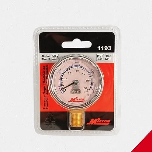 Milton 1193 Pressure Dial Gauge, Brass, 0-60 PSI, 1/4" NPT Bottom Mount | Accurate Industrial Measurement thumbnail 3
