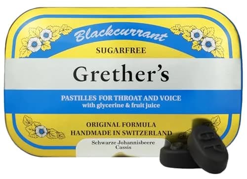 GRETHER'S Sugarfree Blackcurrant Pastilles 60g (2.1 oz) | Swiss Dry Mouth & Throat Comfort thumbnail 1