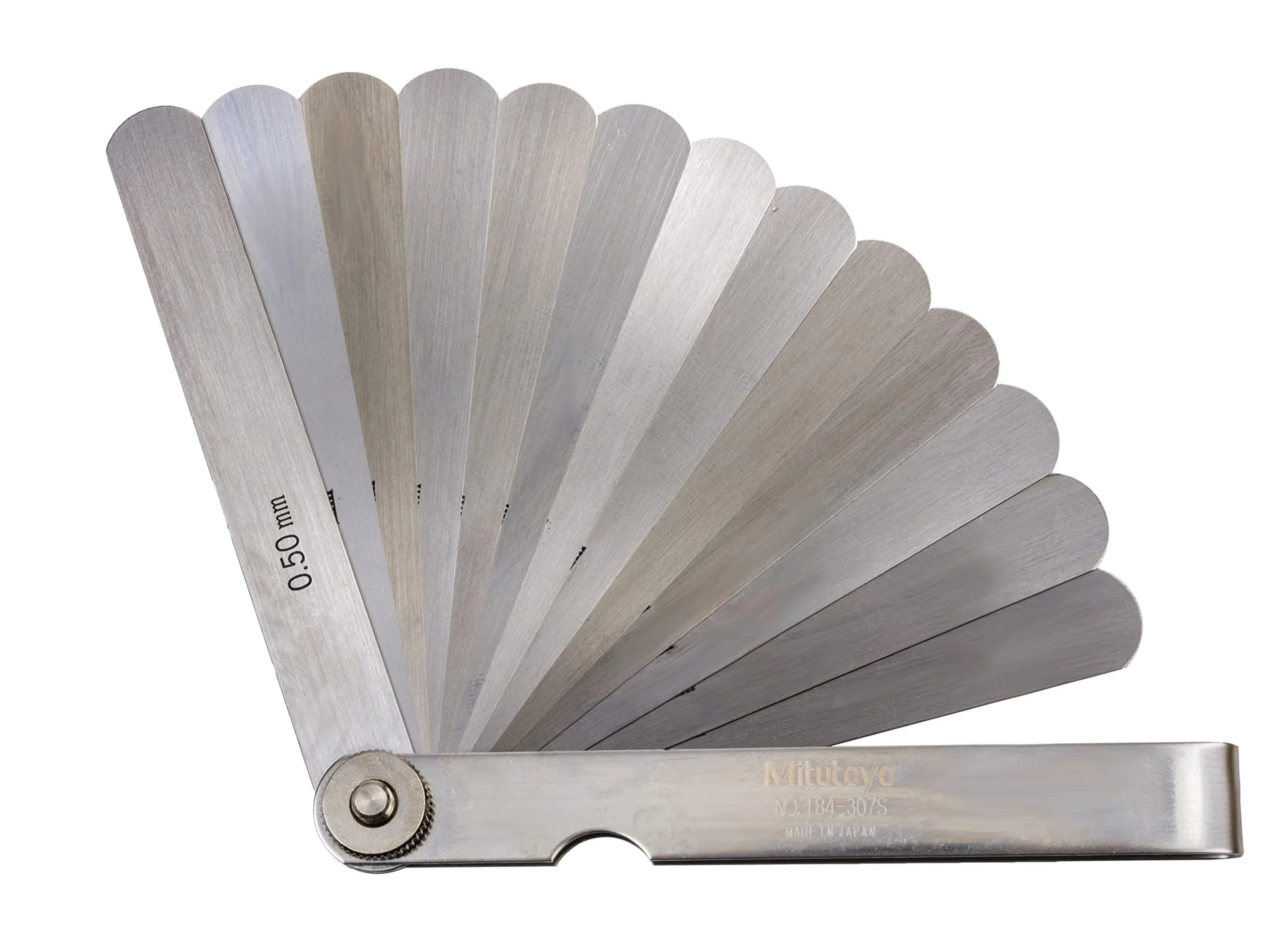 Mitutoyo 184-307S Thickness Gage 0.03-0.5mm, 100mm Blade | Precision Measuring Tool with 13 Leaves - main product image