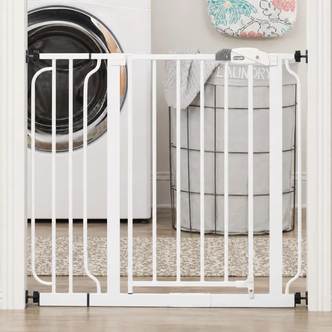 Regalo Safety 29"-49" Extra Wide Baby Gate for Doorways & Stairs | Adjustable & Secure — White Safety Gate