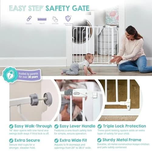 Regalo Safety 29"-38.5" Easy Step Baby Gate | Extra Wide Door & Stair Protection thumbnail 4