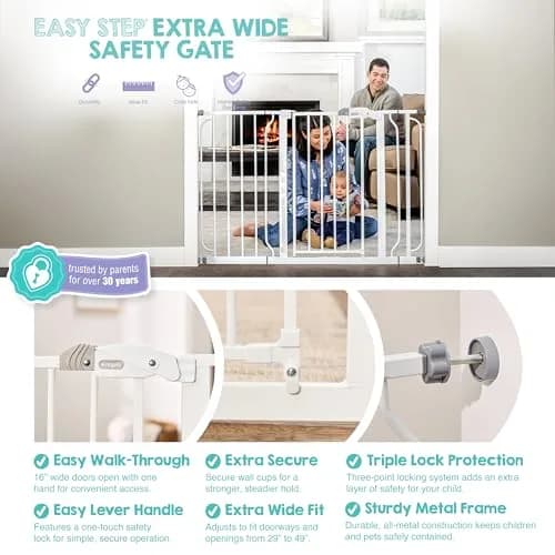 Regalo Safety 29"-49" Extra Wide Baby Gate for Doorways & Stairs | Adjustable & Secure thumbnail 3