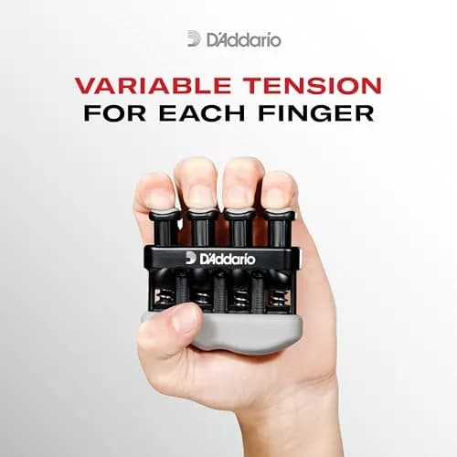 D'Addario Varigrip Hand Exerciser with Adjustable Tension & Simulated Strings | Black/Grey thumbnail 3