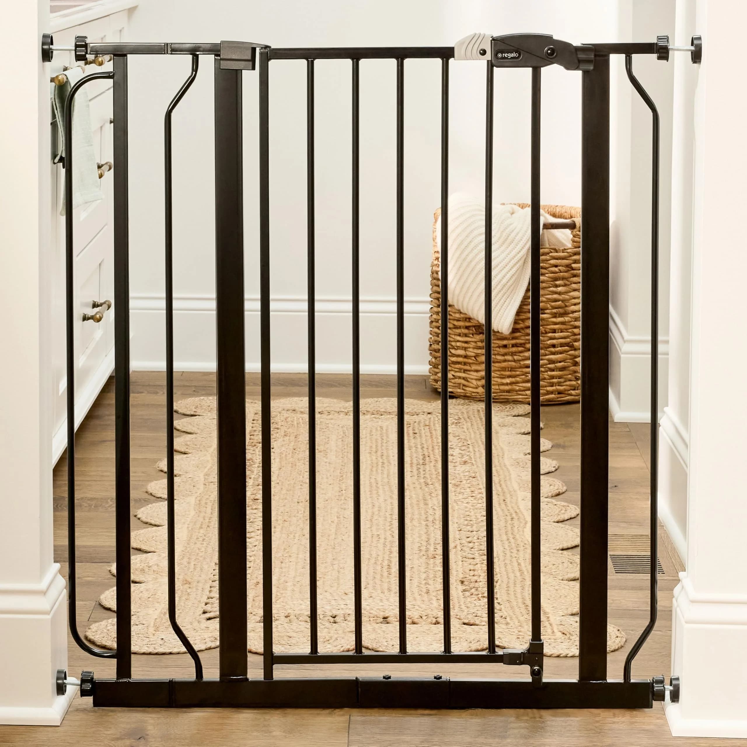 Regalo Safety 29"-49" Extra Wide Baby Gate for Doorways & Stairs | Adjustable & Secure — Black