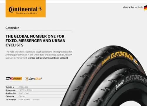 Continental Gatorskin 700x25 Road Bike Tire | Puncture-Resistant & High Mileage thumbnail 2