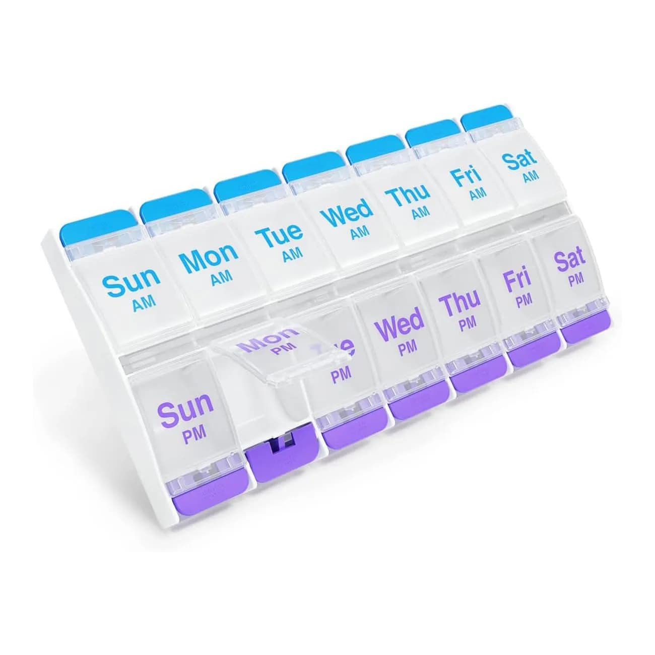 Ezy Dose Weekly AM/PM Pill Organizer X-Large Planner, 14 Compartments | Arthritis Foundation Ease-of-Use Commendation — Blue/Purple