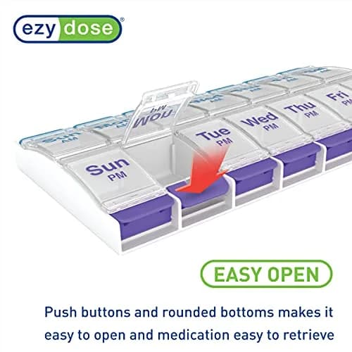 Ezy Dose Weekly AM/PM Pill Organizer X-Large Case Blue/Purple | Arthritis Foundation Ease-of-Use Commendation thumbnail 4