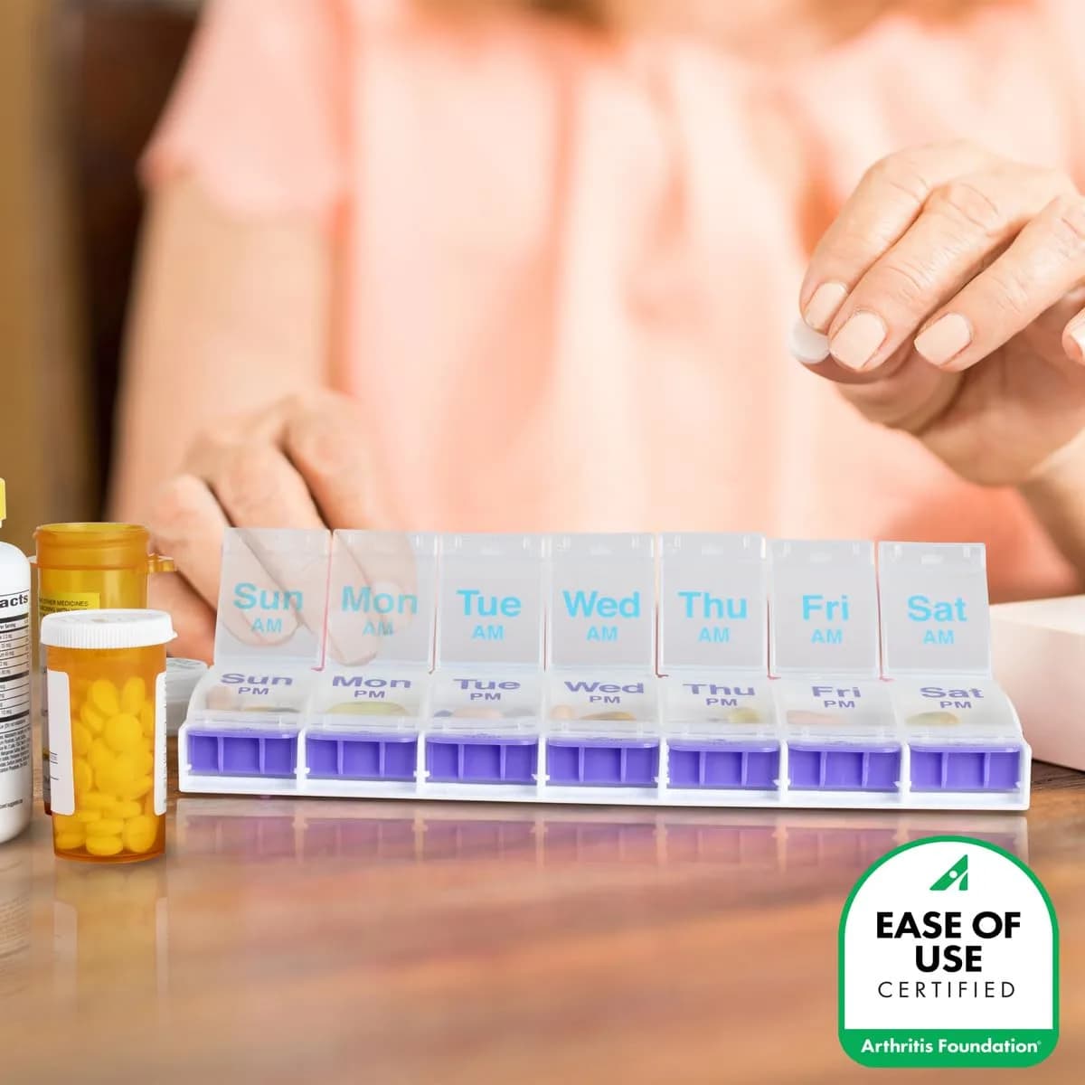 Ezy Dose Weekly AM/PM Pill Organizer X-Large Case Blue/Purple | Arthritis Foundation Ease-of-Use Commendation - view 5