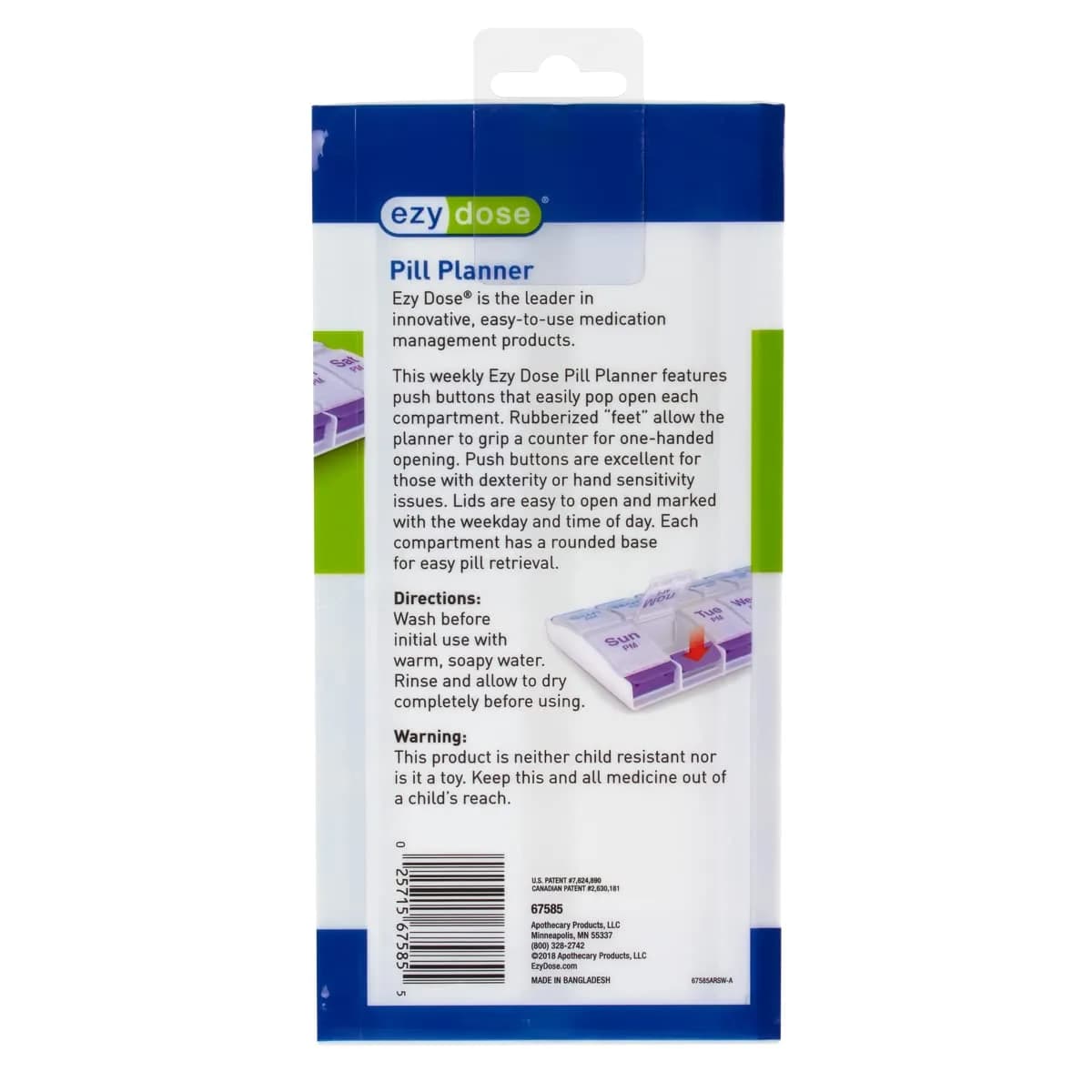 Ezy Dose Weekly AM/PM Pill Organizer X-Large Case Blue/Purple | Arthritis Foundation Ease-of-Use Commendation - view 6