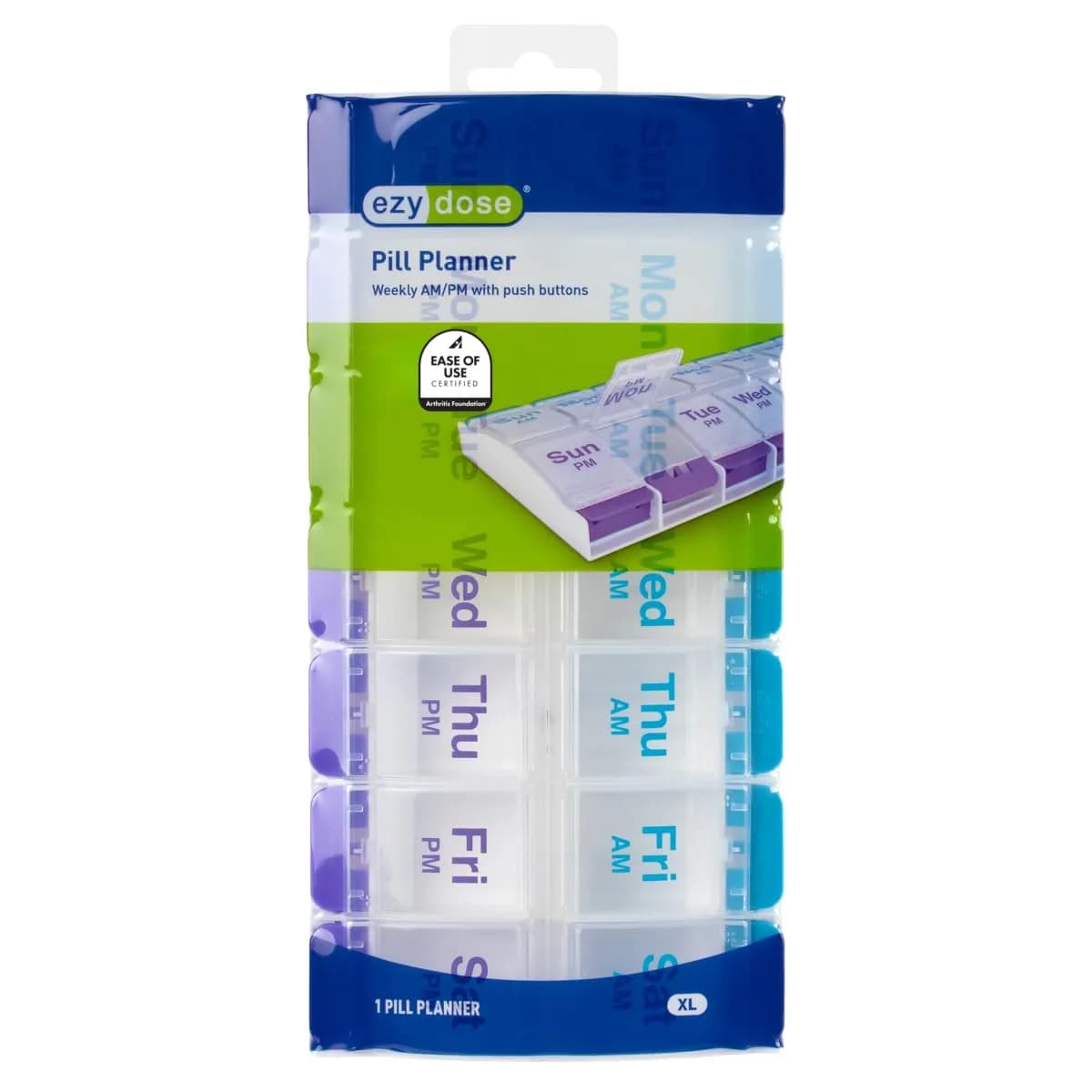 Ezy Dose Weekly AM/PM Pill Organizer X-Large Case Blue/Purple | Arthritis Foundation Ease-of-Use Commendation - view 7