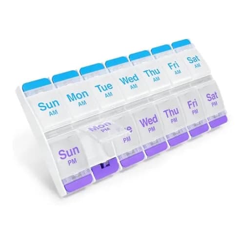 Ezy Dose Weekly AM/PM Pill Organizer X-Large Case Blue/Purple | Arthritis Foundation Ease-of-Use Commendation thumbnail 1