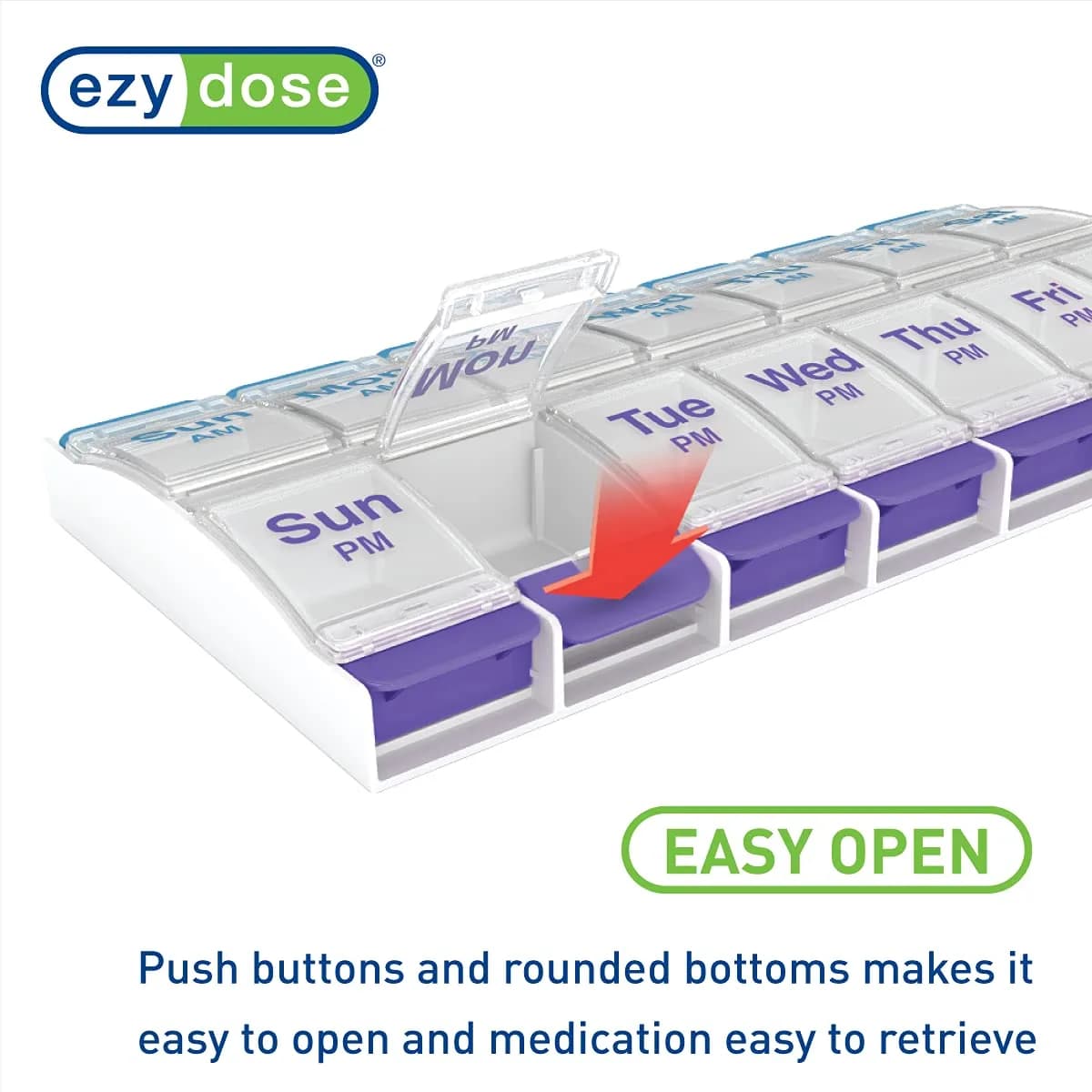 Ezy Dose Weekly AM/PM Pill Organizer X-Large Case Blue/Purple | Arthritis Foundation Ease-of-Use Commendation - view 4