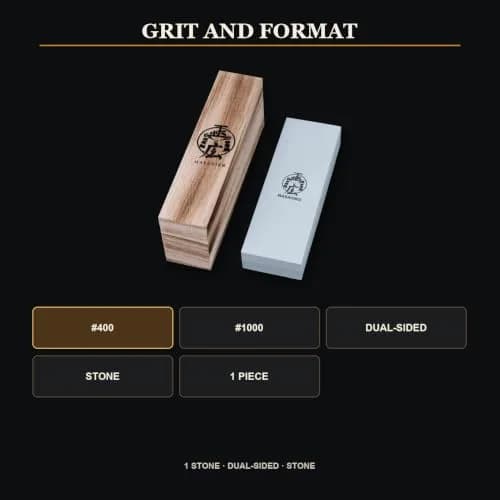 HMS 400/1000 Grit Dual-Sided Whetstone, 7-Inch Sharpening Stone | Coarse to Fine Edge Restoration thumbnail 4
