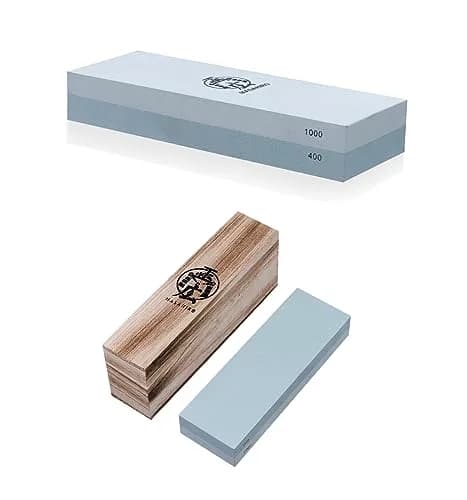 HMS 400/1000 Grit Dual-Sided Whetstone, 7-Inch Sharpening Stone | Coarse to Fine Edge Restoration thumbnail 1
