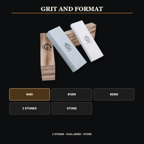 HMS 2-Piece Whetstone Set 7-Inch | 400/1000/3000 Grit Knife Sharpening Stones thumbnail 3