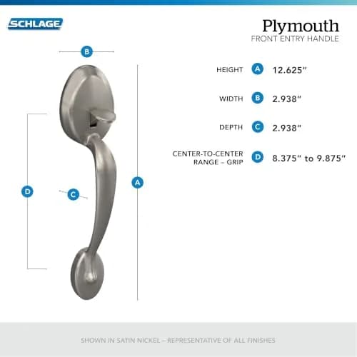 SCHLAGE Plymouth Entry Handleset, Right Hand Flair Lever, Antique Brass | Vintage Door Hardware thumbnail 2