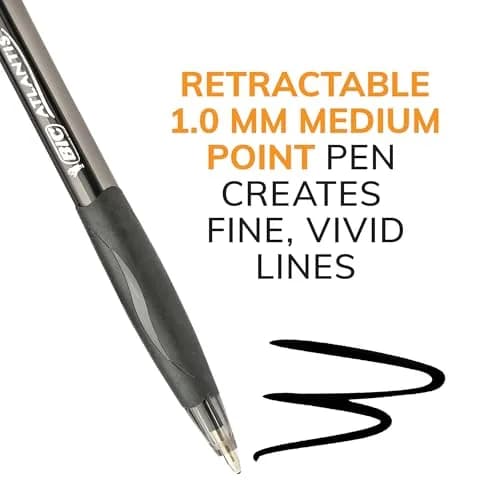 BIC Glide Retractable Ballpoint Pens Black 1.0mm Medium Point 4-Count | Smooth Writing & Comfortable Grip thumbnail 2