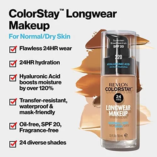 Revlon ColorStay Liquid Foundation SPF 20, 400 Caramel 29.57ml (1 fl oz) | Natural Finish for Normal & Dry Skin thumbnail 3