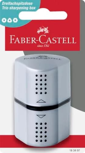 Faber-Castell Grip Trio Pencil Sharpener: Silver, 1 Unit | 3-in-1 Ergonomic Design for All Pencils thumbnail 1
