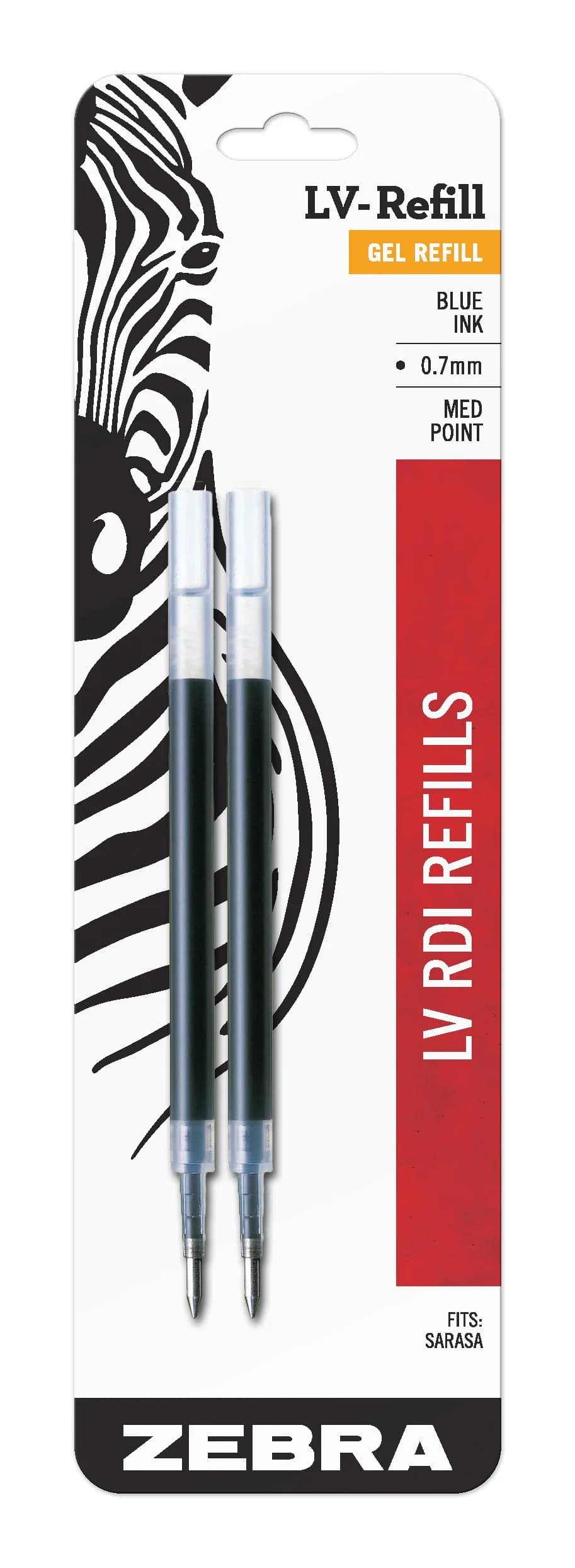 Zebra Pen SARASA Retractable Gel Refill Blue Ink 0.7mm Medium Point 2-Pack | Smooth Ink Flow - main product image