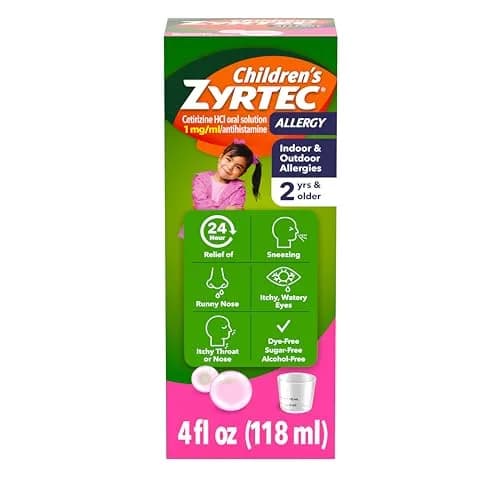 Zyrtec Children's Allergy Relief Syrup Bubble Gum 4 fl. oz | 24-Hour Kid's Antihistamine thumbnail 1