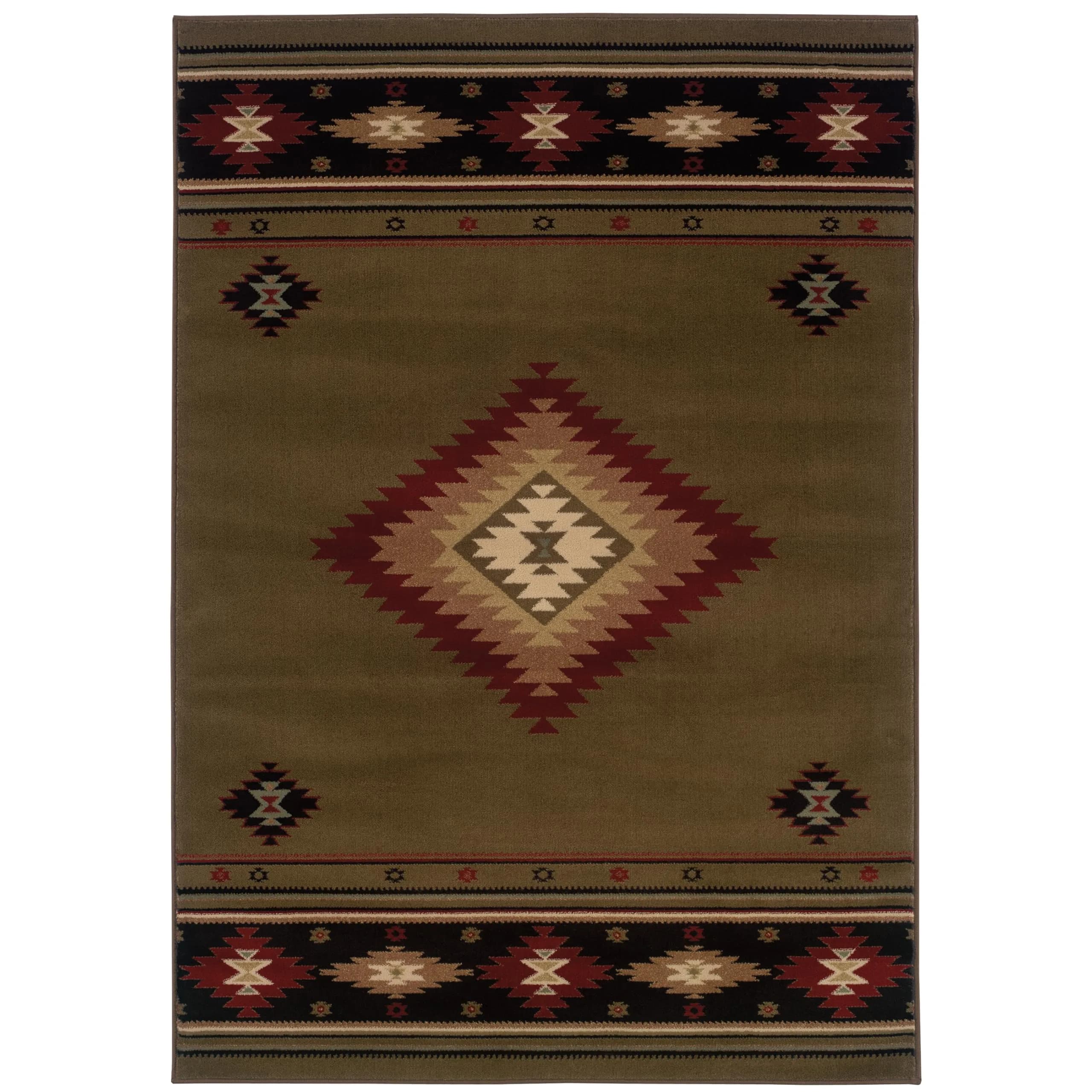 Oriental Weavers Hudson Area Rug 3'3" x 1'10" | Southwestern Lodge Style, Stain Resistant