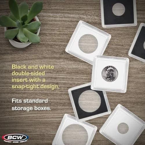 BCW 2x2 Coin Snap - 25 ct Penny Holder | Archival Safe Coin Protector | Crystal Clear Polystyrene Coin Display Case | Ideal for US Lincoln Penny thumbnail 4