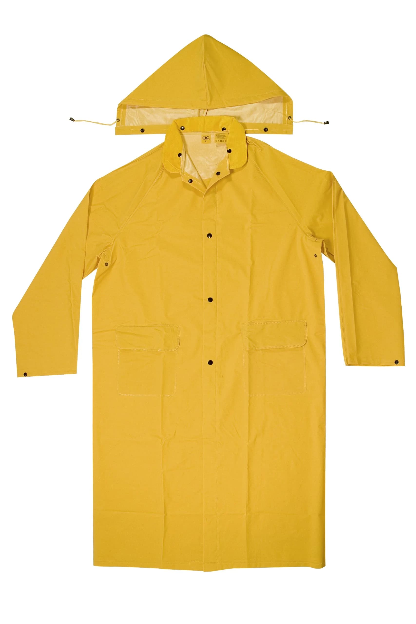 Custom Leathercraft Rain Wear R105L PVC Trench Coat Large Yellow | Heavy Duty Waterproof Raincoat — Large