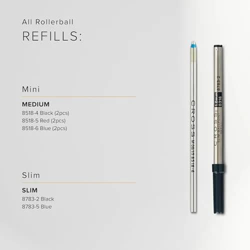 Cross Mini Ballpoint Pen Refill, Blue, Medium Point, 2-Pack Set | Smooth Ink Flow, Fade-Resistant thumbnail 8