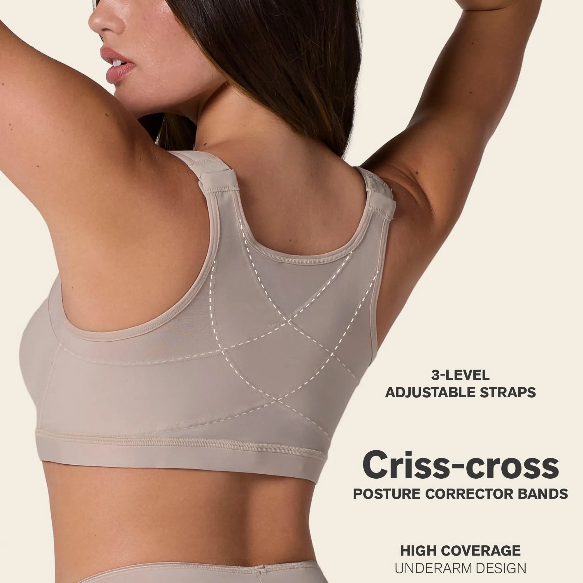 Leonisa Front Closure Posture Corrector Full Coverage Bra - Wireless Back Support Bras for Women thumbnail 2