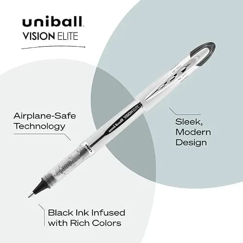 Uni-Ball Vision Elite Rollerball Pens, Bold Point (0.8mm), Black | Leak-Free, Water-Resistant, Smooth Writing thumbnail 3
