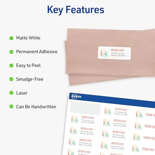 Avery Easy Peel Printable Address Labels 1" x 2-5/8" White 7,500 Labels | Sure Feed Technology for Laser Printers thumbnail 5