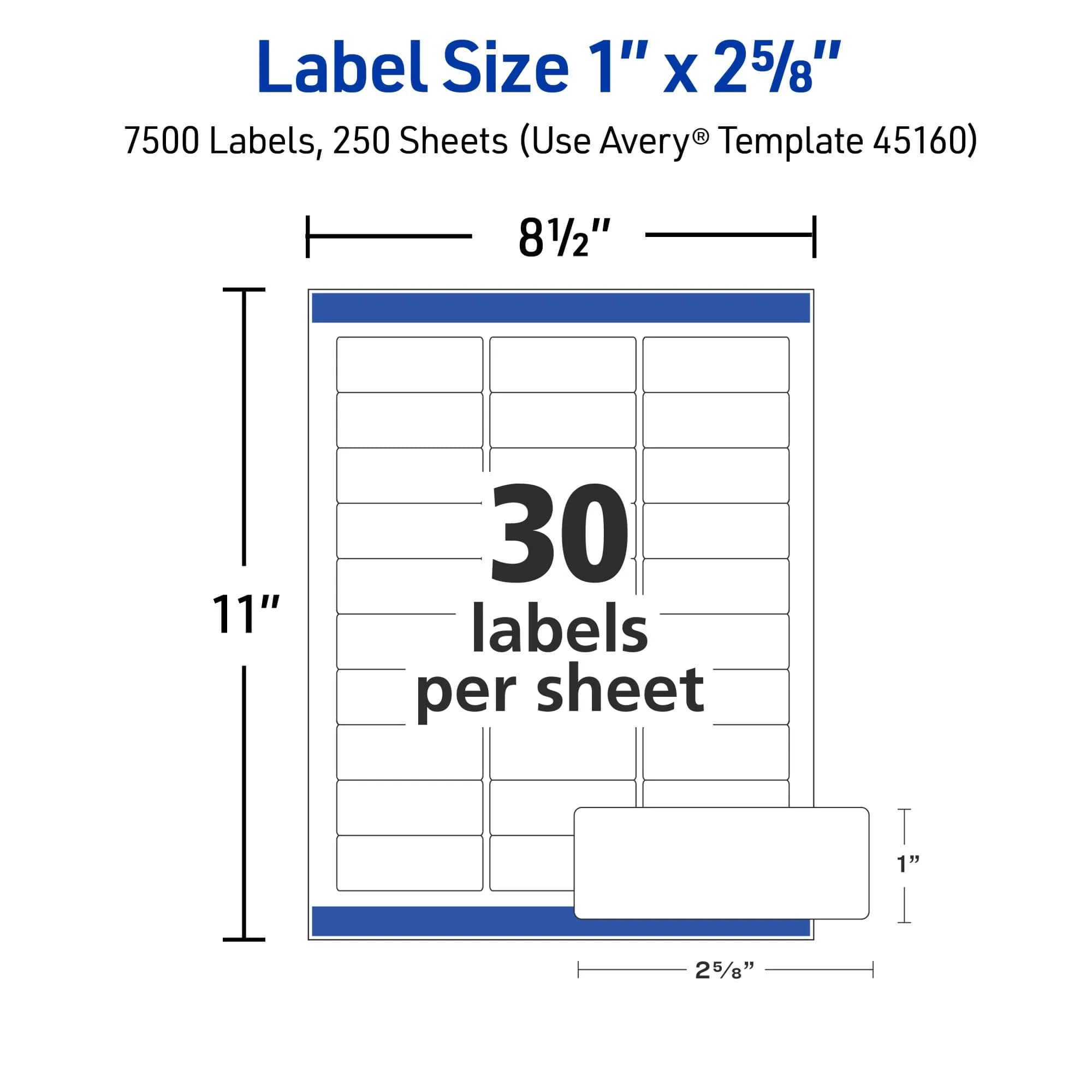 Avery 5160 Easy Peel Printable Address Labels with Sure Feed, 1" x 2-5/8", 7,500 Labels | Professional Grade Mailing Stickers - view 7