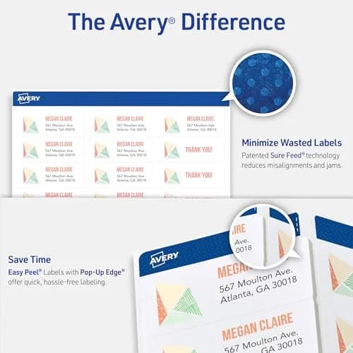Avery 5160 Easy Peel Printable Address Labels with Sure Feed, 1" x 2-5/8", 7,500 Labels | Professional Grade Mailing Stickers - view 3
