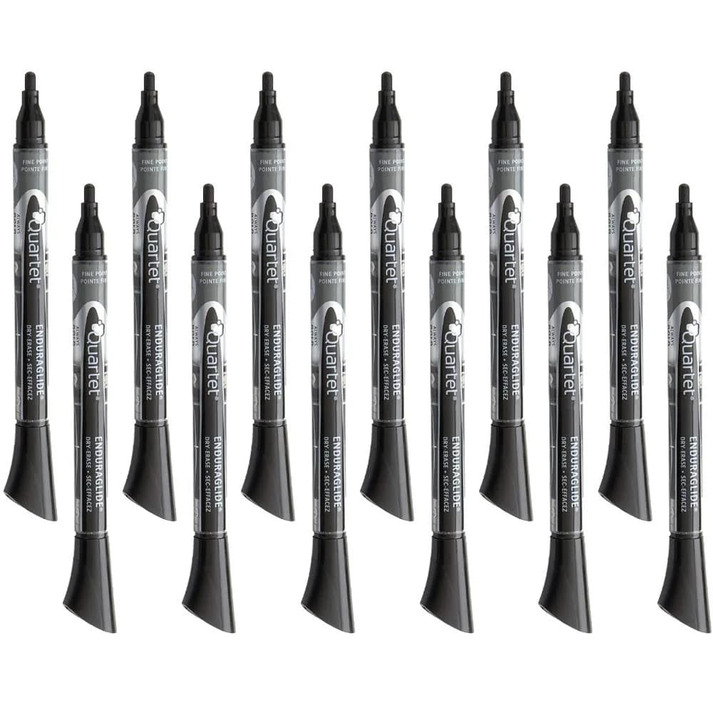 Quartet EnduraGlide Dry Erase Markers, Fine Tip, Black, 12 Count (Pack of 1) | Smooth Ink Flow - main product image