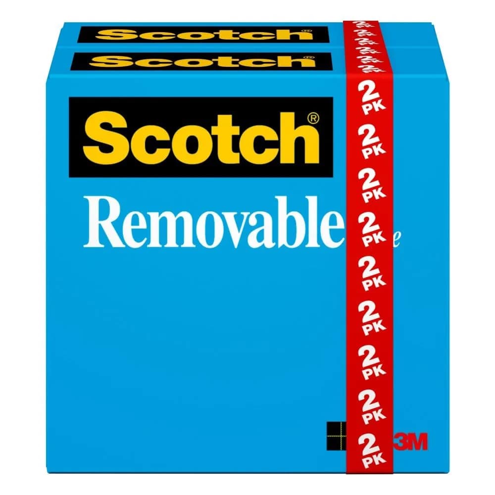 Scotch Removable Tape 19 mm x 33 m (3/4 in. x 1296 in.) 2 Rolls | Invisible Matte Finish for Paper Crafts - main product image