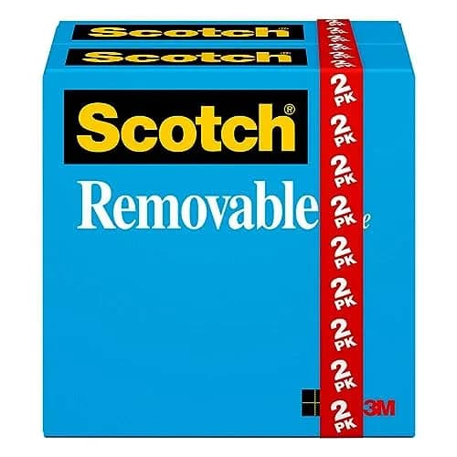 Scotch Removable Tape 19 mm x 33 m (3/4 in. x 1296 in.) 2 Rolls | Invisible Matte Finish for Paper Crafts thumbnail 1