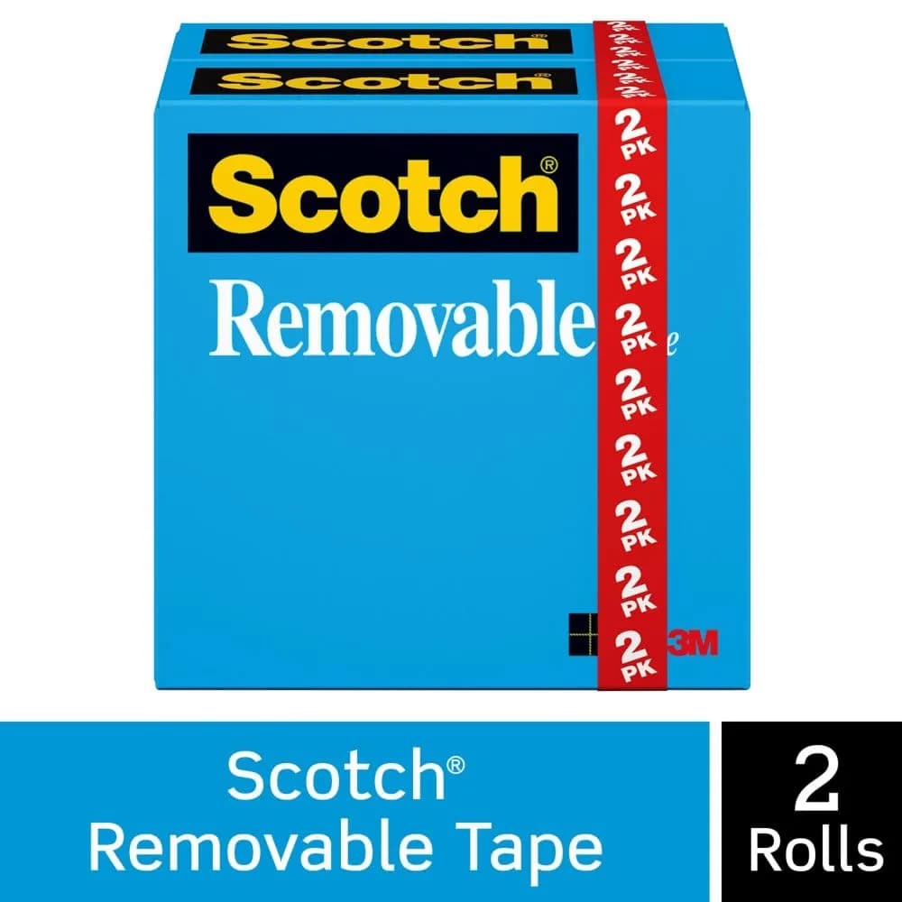 Scotch Removable Tape 19 mm x 33 m (3/4 in. x 1296 in.) 2 Rolls | Invisible Matte Finish for Paper Crafts - view 2
