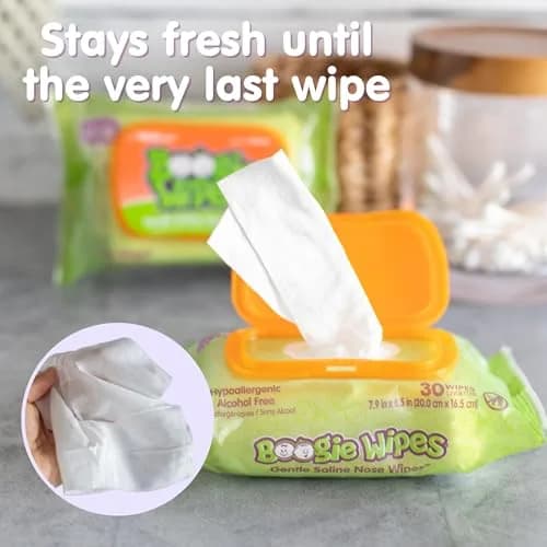 Boogie Gentle Saline Nose Wipes Fresh Scent | Hypoallergenic & Alcohol-Free for Babies & Kids (30 Count Pack of 3) thumbnail 6
