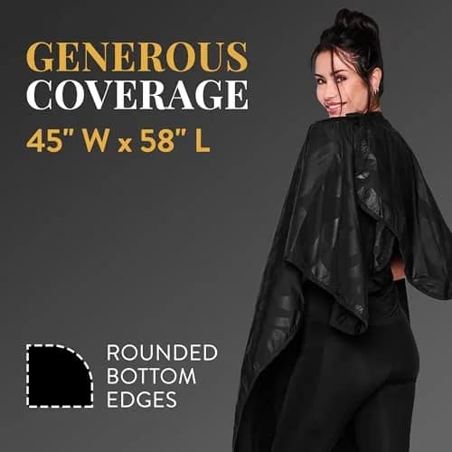 Betty Dain Zephyr Bleach-Proof Styling Cape 45" x 60" Black | Waterproof & Colorproof thumbnail 4