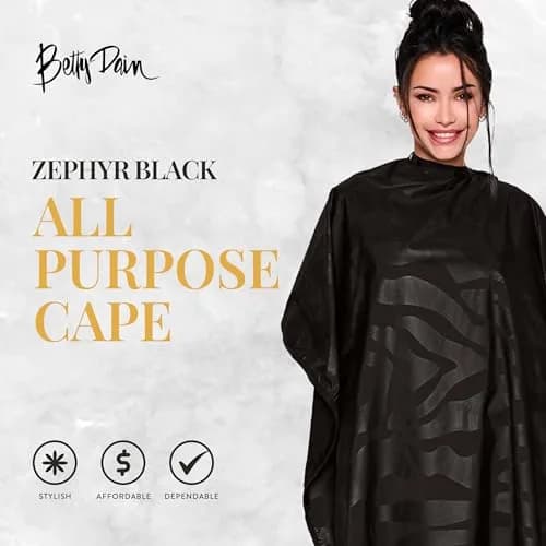 Betty Dain Zephyr Bleach-Proof Styling Cape 45" x 60" Black | Waterproof & Colorproof thumbnail 2
